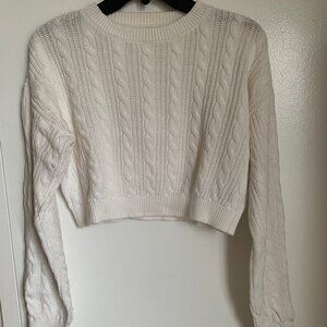 H&M White Cropped Sweater